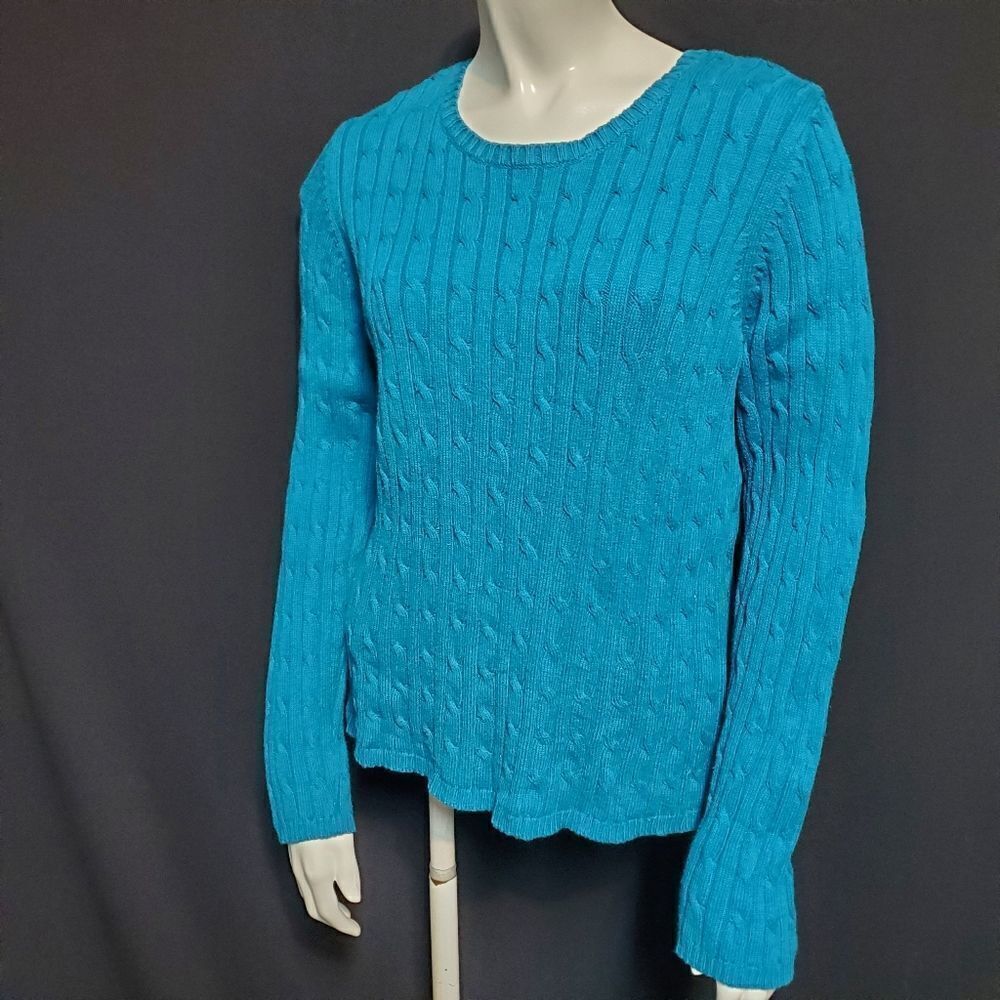 St. John's Bay Classic Cable Knit Blue Sweater (L)
